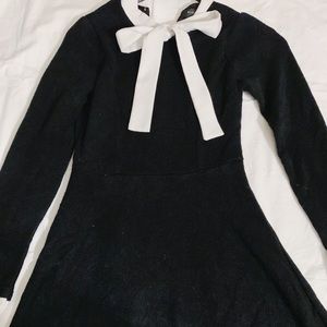 YesStyle Black Wool Bow Tie Sweater Dress